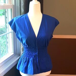 Moda International Fitted Deep V Blouse NWOT